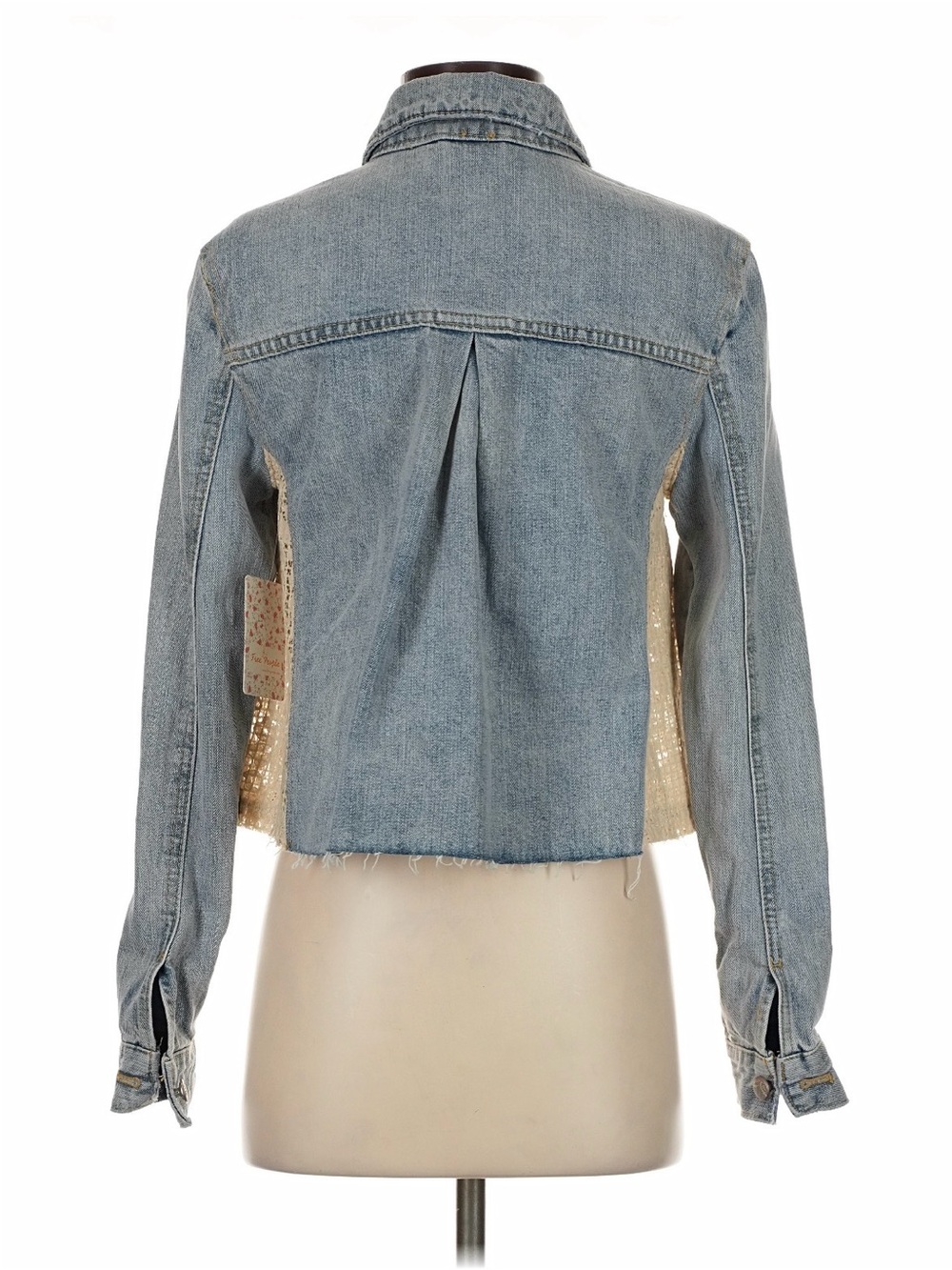 Free People Light Wash Denim Jacket with Lace Side Panels NWT - Picture 2 of 5